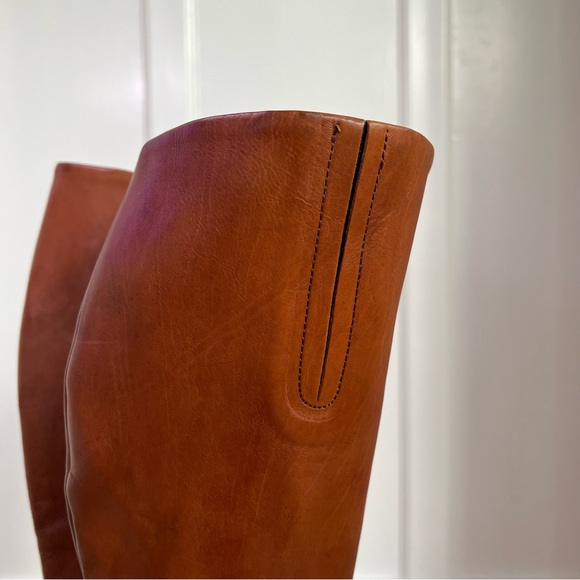 REAL ITALIAN LEATHER Boho 70’s Inspired Knee High Boot VERO CUOIO - Picture 5 of 9